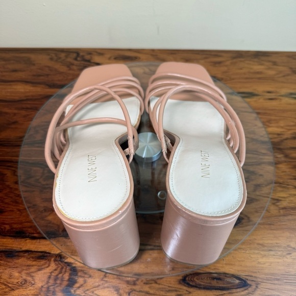 NINE WEST Strappy Open Toe Heel Sandals Platform Block Heels Size 12 - Picture 9 of 15